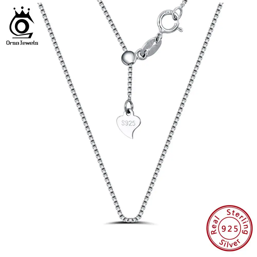 ORSA JEWELS, настоящее 925 пробы, серебряное, для девушек, регулируемое ожерелье, в форме сердца, цепочка, тонкая, стильная, Женская цепочка, ювелирное изделие SC25