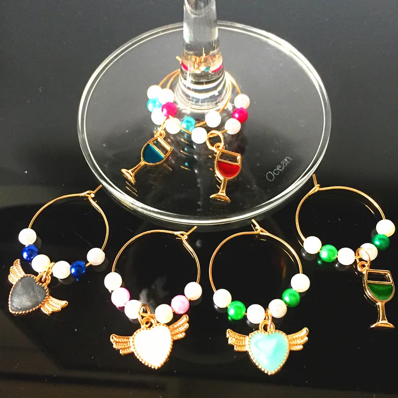 Подвески для вина новый модный дизайн 6 шт. подвески Винных Бокалов кольца маркер