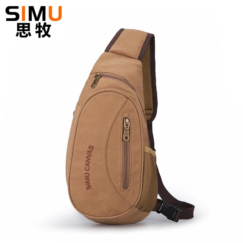 Мужская нагрудная сумка Simu повседневная Холщовая Сумка на одно плечо новинка 2021