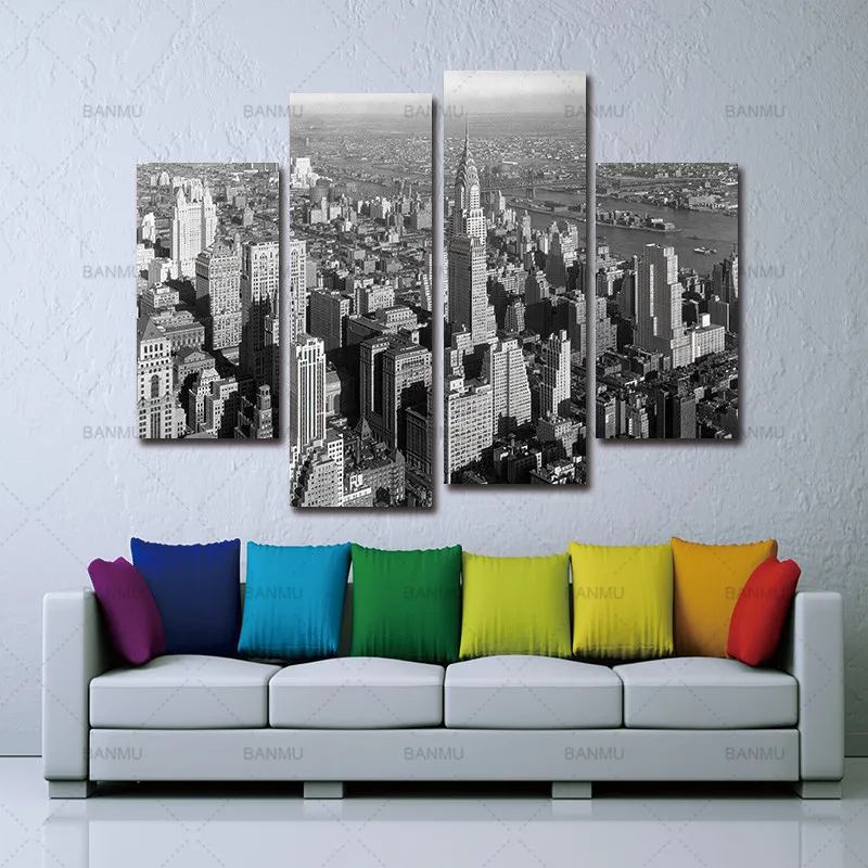 

Wall Painting canvas art modern print Black And White New York City Home Art Picture Paint On Canvas home decor room
