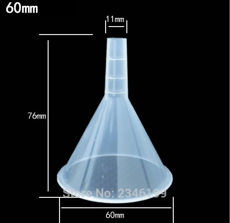 

60mm 50pcs/Lot Plastic Filter Funnel Clear Lab Funnel Liquid Transfer Splitter Empty Kitchen Tools Free Shipping