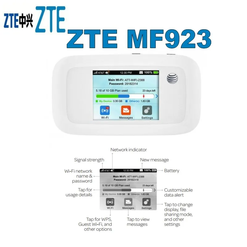 Лот из 5 шт ZTE MF923 (AT&T Velocity) 4G LTE Мобильная точка доступа разблокирована|3G/4G роутеры| |