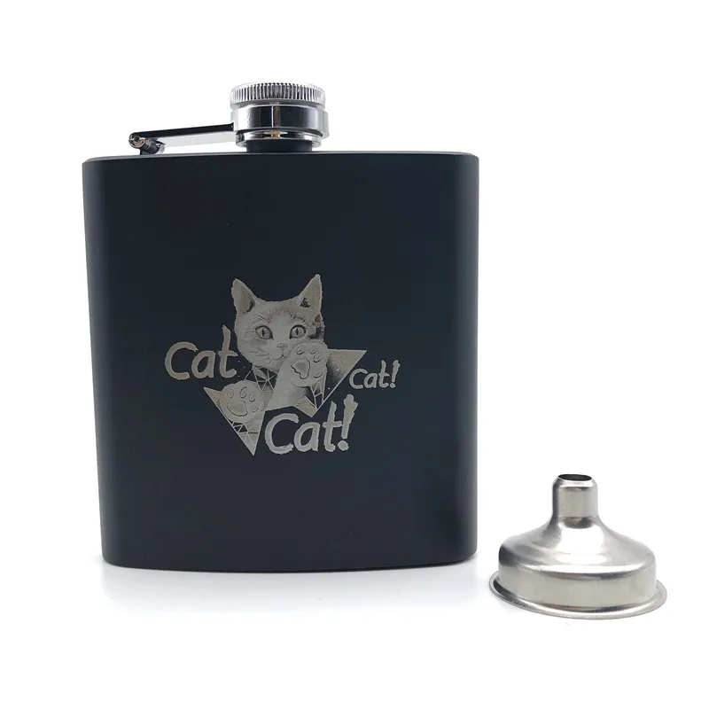 Alalinong черная фляжка в виде мультяшного кота 6 унций нержавеющая сталь