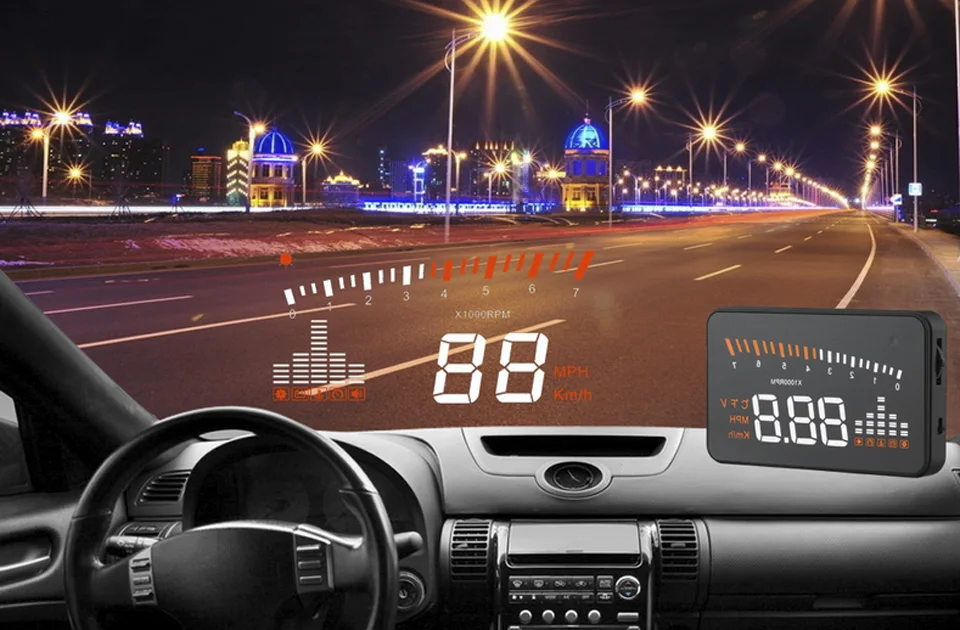 Автомобильный дисплей на голову выше скорости сигнала тревоги адаптер X5-OBD2-HUD цифровой автомобильный измеритель скорости проекция на лобовое стекло