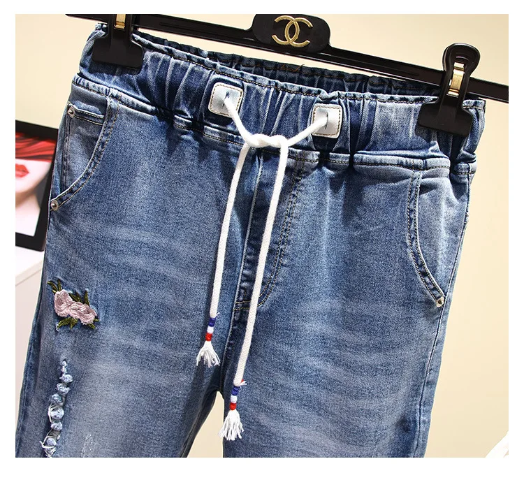 Мода 2018 осень корейская версия джинсов большого размера женские толстые мм новые