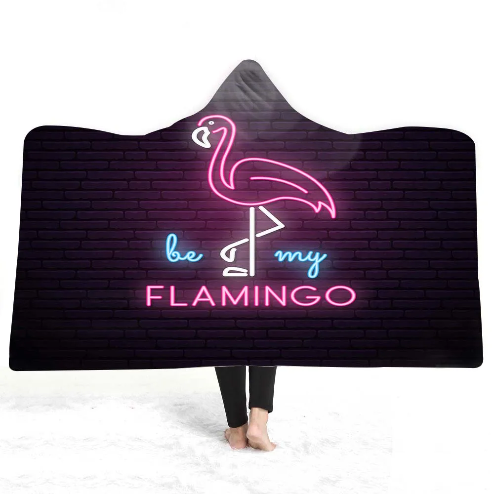 Фламинго Птица с капюшоном Одеяло мягкая подстежка на искусственном меху Зимние