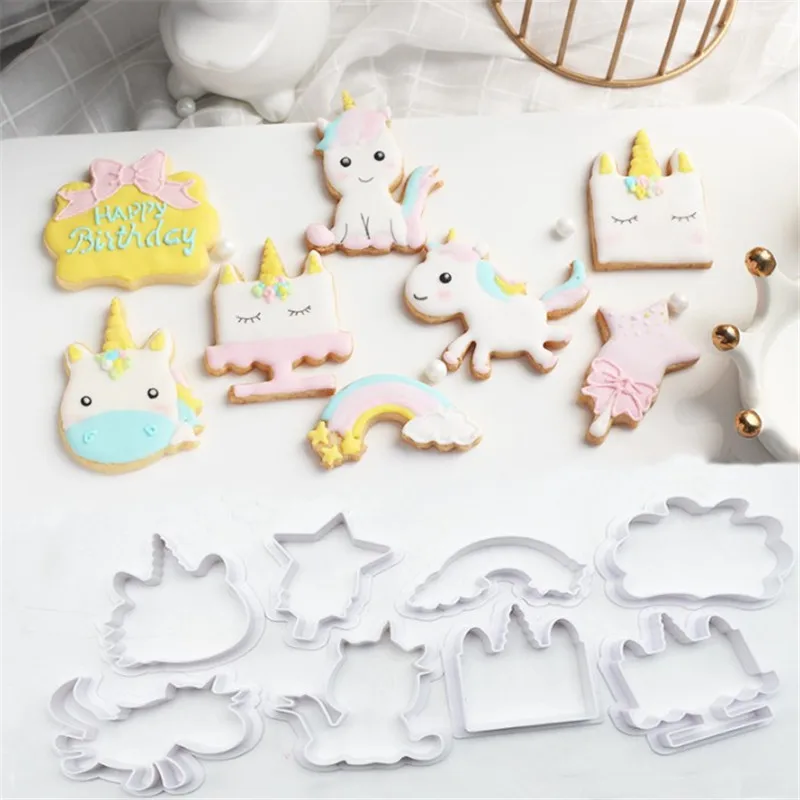 TTLIFE 8 шт./компл. инновационные Единорог для нарезки печенья в виде DIY Fondant(сахарная) шоколадный торт трафарет для тиснения пресс-форма для выпечки инструмент для выпечки