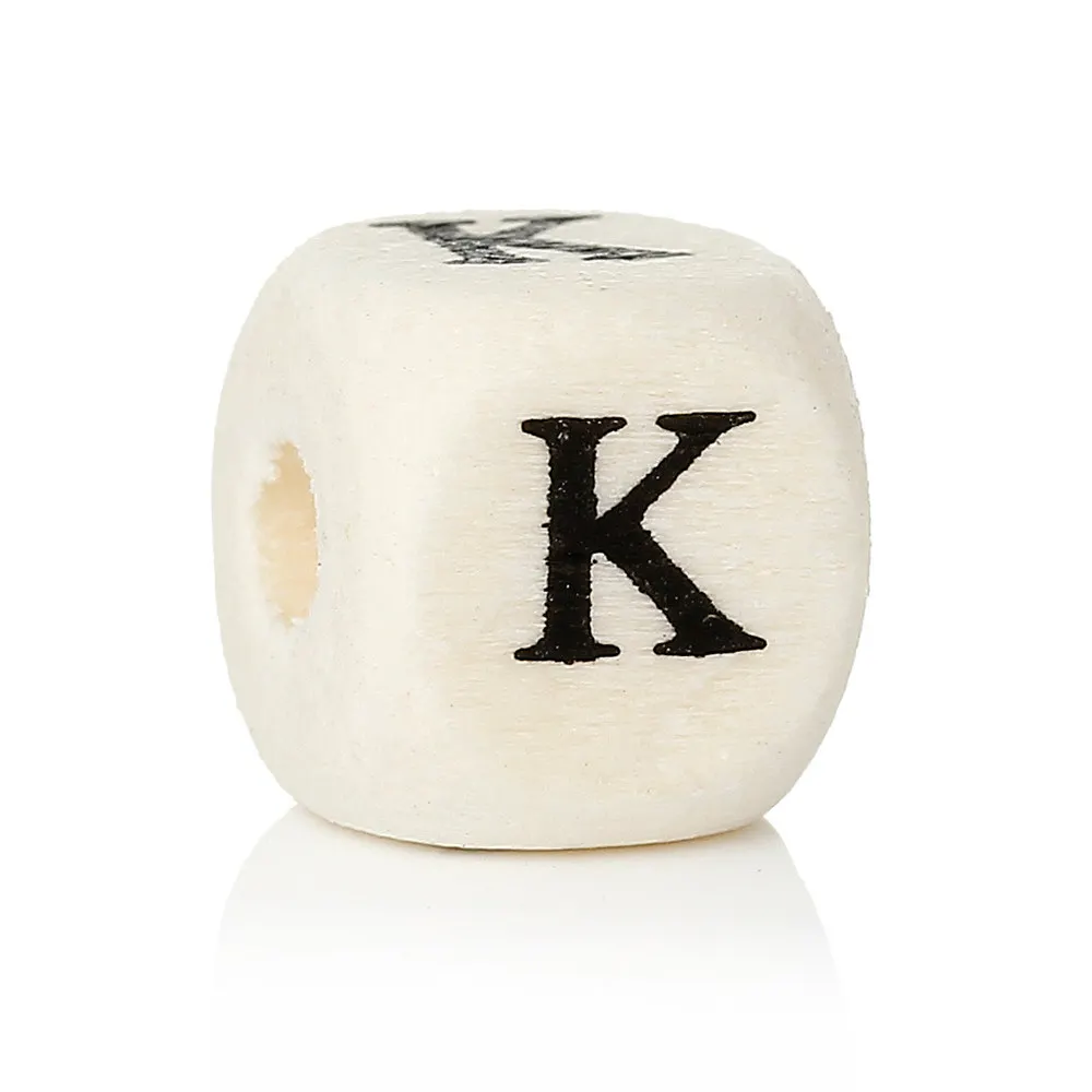 DoreenBeads "А" "N" Одна буква деревянные разделители бусины кубической формы натуральный/алфавитном порядке серебряные украшения в виде букв из около 10 мм(3/"), отверстие: 4 мм, 300 шт - Цвет: K