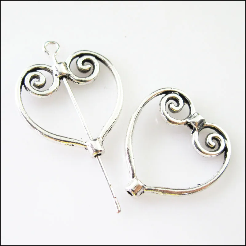 25 шт. тибетское серебряное сердце круг рамку прокладки бусины 19.5x20.5mm|beads charms|frame