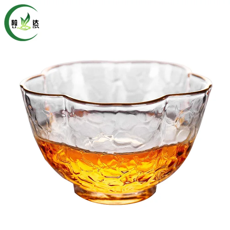 70 мл термостойкие Стекло Чай чашки с лепестками в форме золотой границы лодыжек