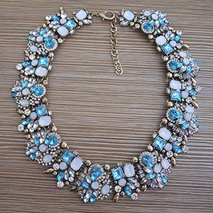 light blue Роскошный Кристалл большой воротник большое Колье женское ожерелье, бохо этническое ожерелье женское индийское Стразы большое ожерелье для девушек - Окраска металла: light blue