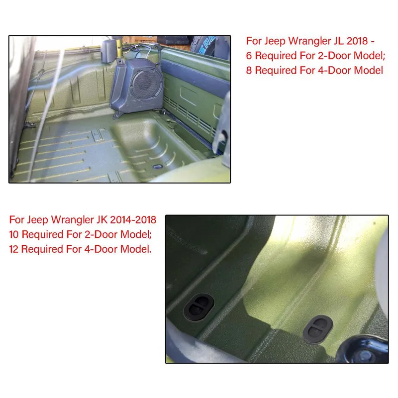 4 шт. 8 12 Напольные Резиновые вилки для Jeep Wrangler JK &amp JL 2014-2018 Черная задняя напольная