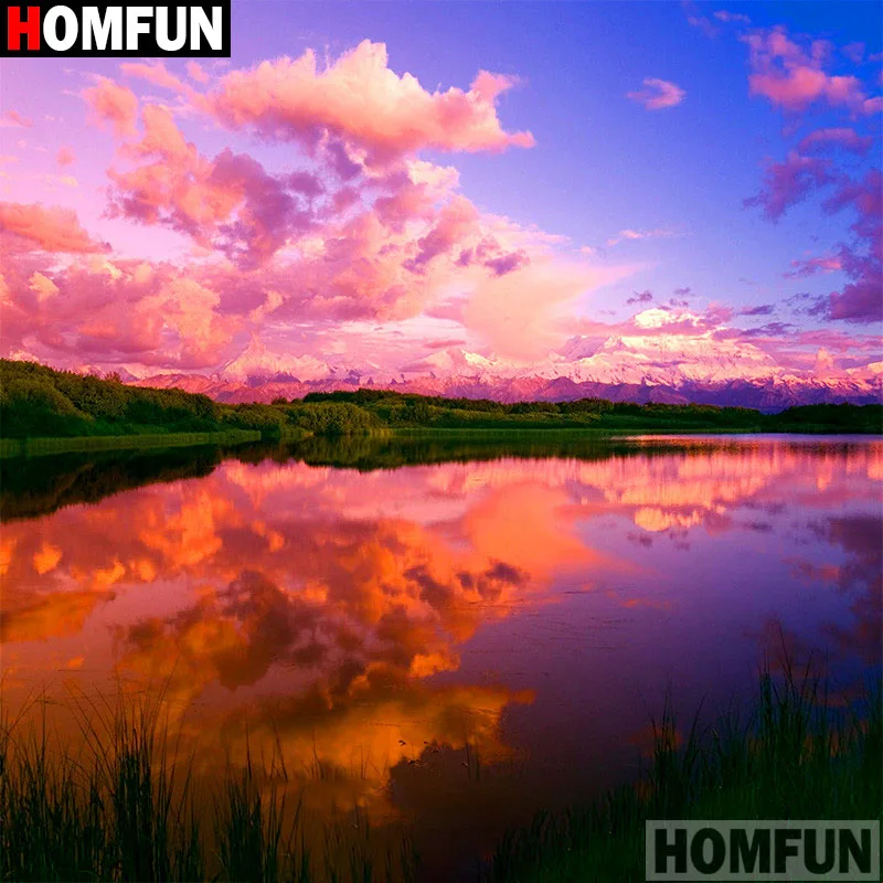 Алмазная 5D картина HOMFUN облака и закатывающийся пейзаж вышивка крестиком полное