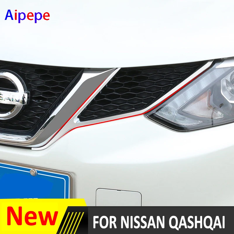 Подходит для NISSAN QASHQAI 2014 2015 2016 Хромированная передняя сетчатая решетка гриля