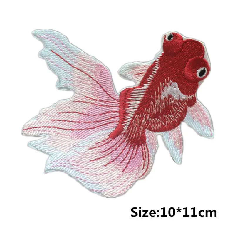 Многоцветные наклейки FFLACELL с вышивкой рыбы швейные для одежды аппликация