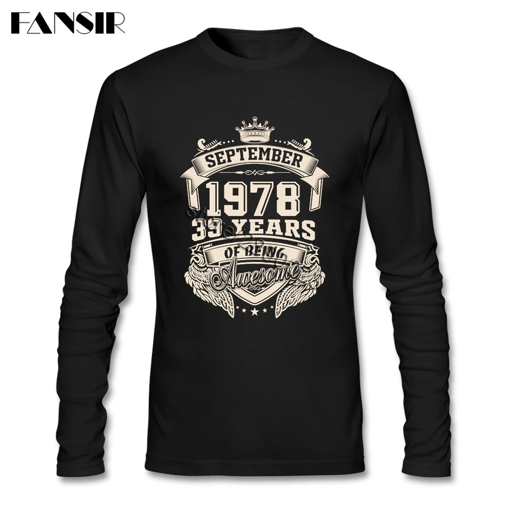 Дешевые родившиеся в сентябре 1978 лет удивительные футболки Для мужчин с длинным