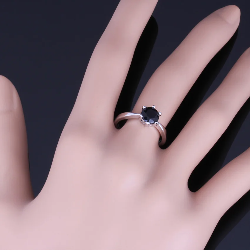 Отличительный круглый черный кубический цирконий кольцо из стерлингового