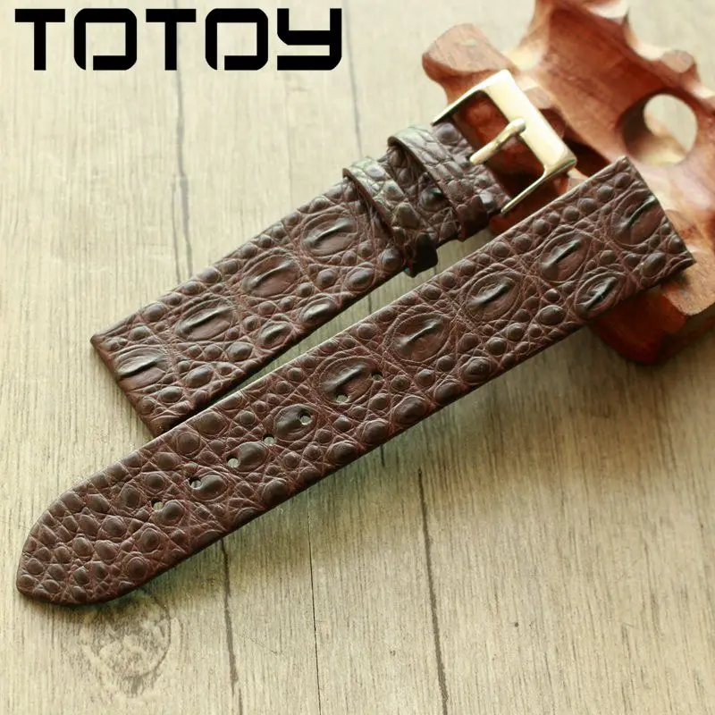 TOTOY ручной работы из крокодиловой кожи Ремешки для наручных часов, подходящие под старину Rretro Ремешки для наручных часов, 18 20 22 мм кожаный мужской ремешок, быстрая - Цвет ремешка: Brown B