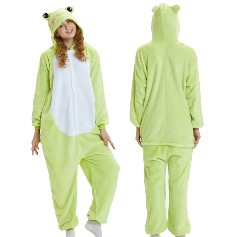 

Kigurumi Frog Green Women Pajamas Sets Winter Flannel Animal Pajamas Women Cartoon Cosplay Onesies Costume Sleepwear