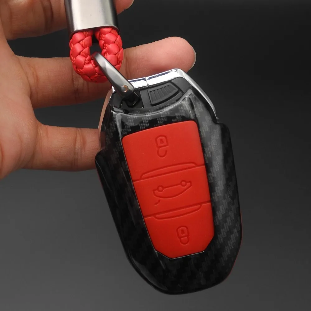 Jingyuqin 3B углеродного волокна силиконовый чехол для ключей для Citroen C4 кактус C5 C3 C4L для peugeot 508 301 2008 3008 408 смарт-ключ