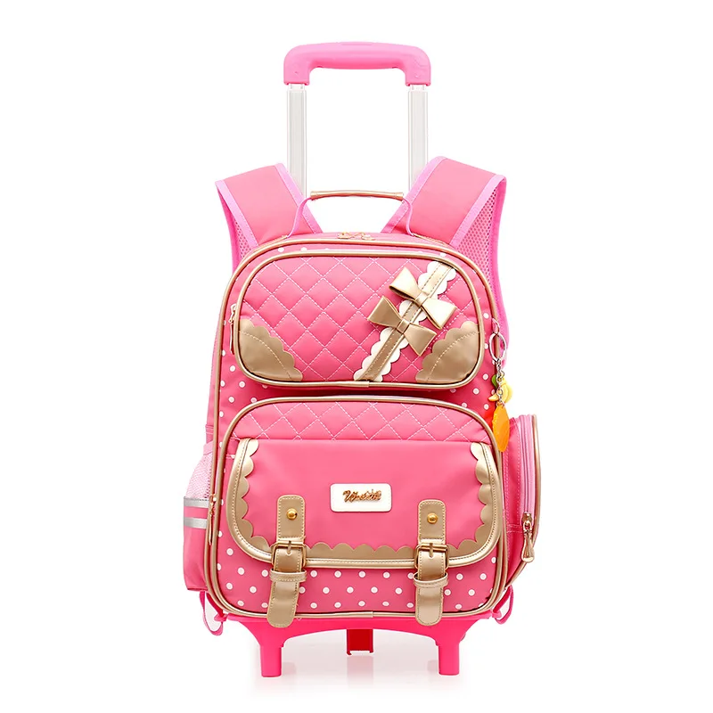 Сумка на колесиках для девочек модная школьная сумка с бантом детские школьные