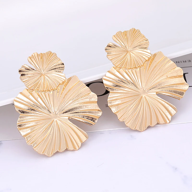 Жини винтажная подвеска в форме листа из сплава этнические большие золотые