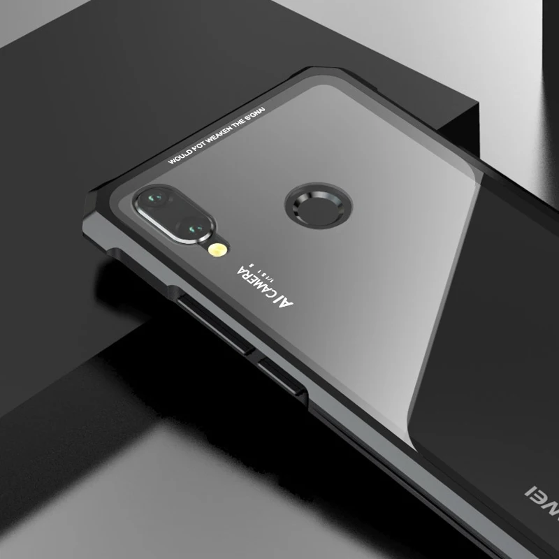 Роскошный металлический чехол для huawei Nova 3 3i 6,3 дюймов, прозрачная стеклянная крышка для huawei P Smart Plus, чехол Nova3 Nova3i psmart plus
