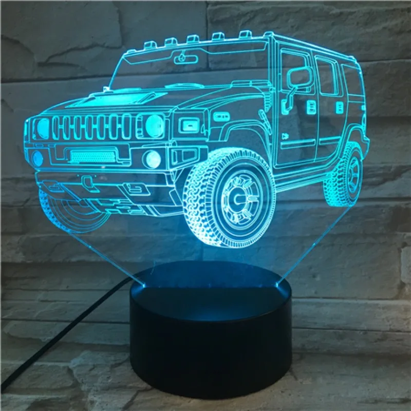 Новинка Luminaria ночник джип автомобиль внедорожный автомобиль внедорожник 3D иллюзия Лампа светодиодный подарок для детей Девочка спальня Deocr освещение