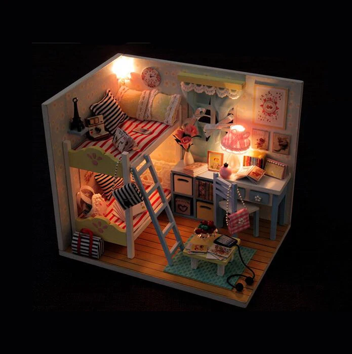 Кукольный домик мебель DIY Миниатюрный 3D Деревянный миниатюрный кукольный вилла