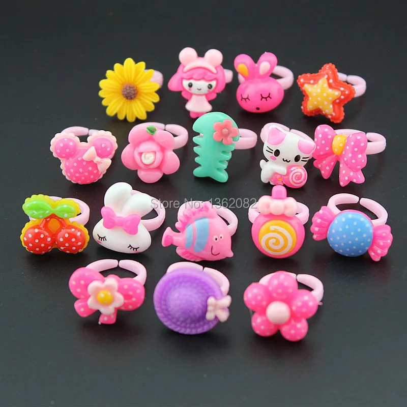 Лидер продаж 10 шт. разноцветные Мультяшные кольца в виде животных и цветов для