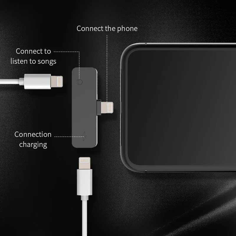 Для iPhone 7 8 Plus X XS Max XR Lightning аудио адаптер сплиттер двухъядерный процессор наушники