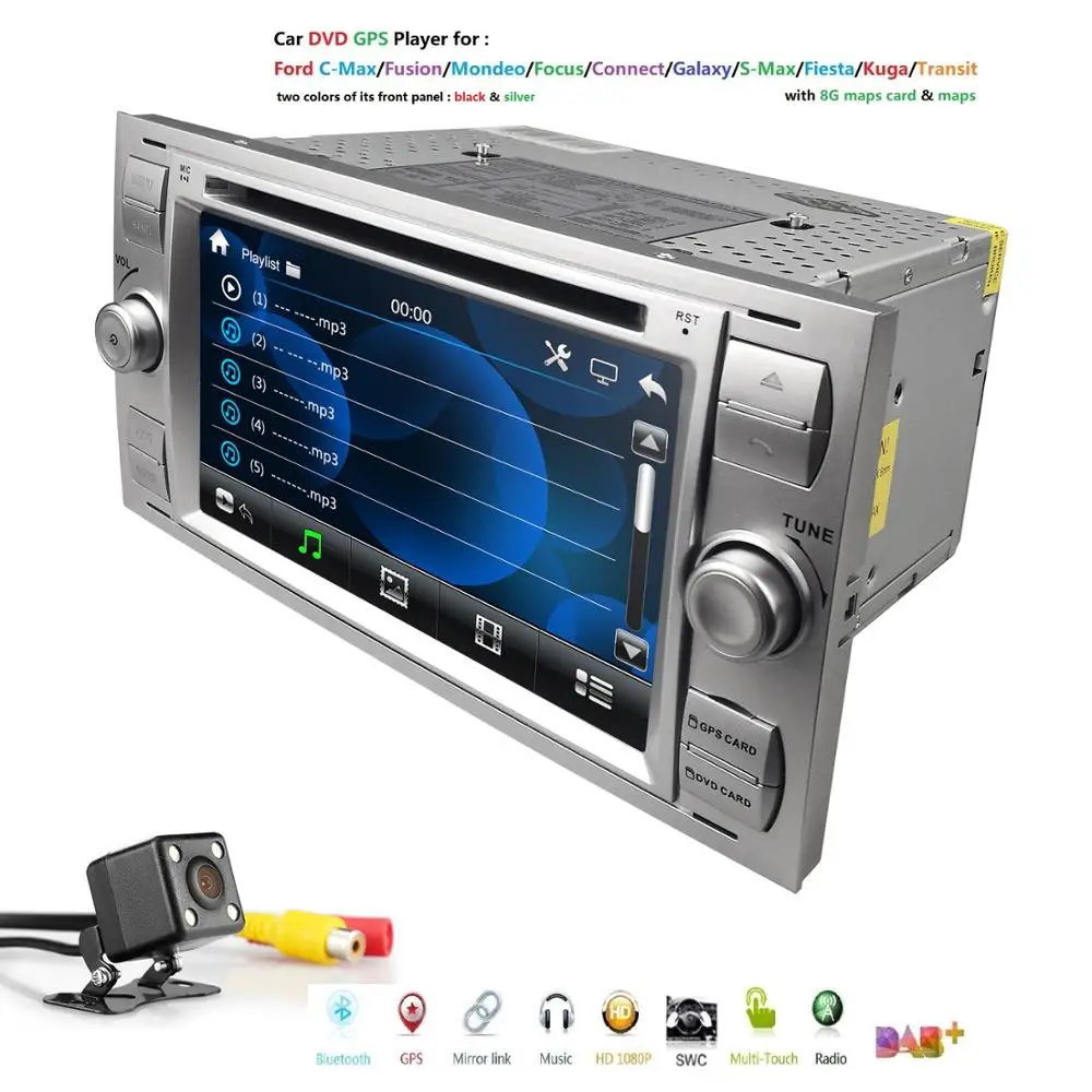 IPS 2Din 7" Car DVD Player For Ford Focus/Mondeo/Transit/C-MAX/Fiest GPS Navigation car Radio auto FM/AM DAB cam