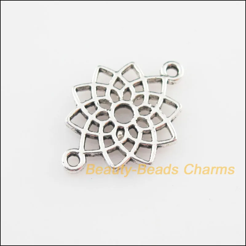 40 новые разъемы с цветочным принтом в виде лотоса Тибетский серебристый цвет