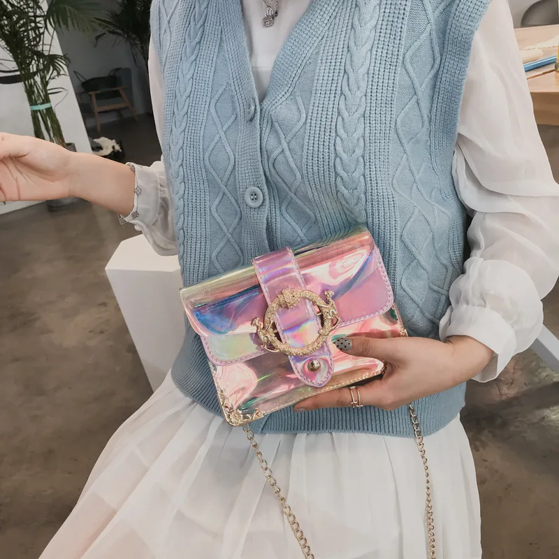 Женская прозрачная сумка-Кроссбоди с одной цепочкой Повседневная сумка на одно