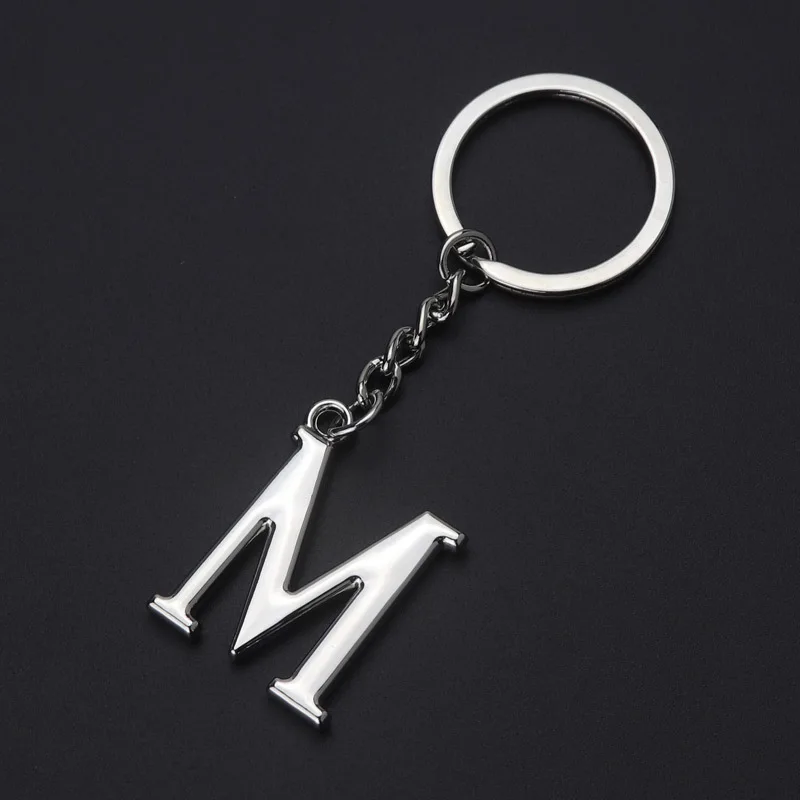 M Распродажа, сделай сам, A-Z, буквенный брелок для мужчин, серебряный металлический брелок для женщин, автомобильный брелок, простая буква, имя, брелок, подарок, ювелирное изделие - Цвет: M