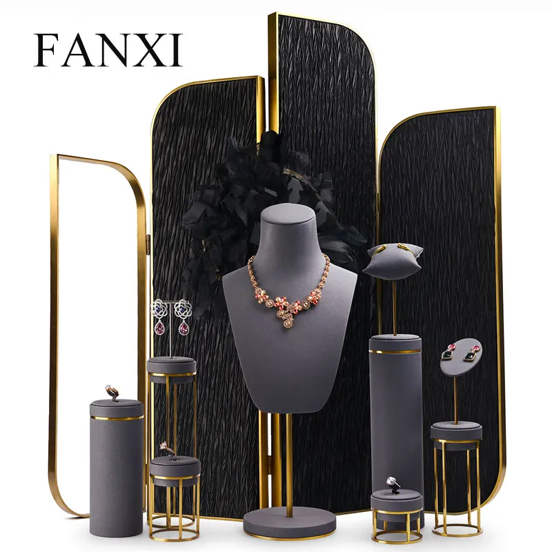 FANXI витрина для ювелирных изделий фон металлический для складывания украшений Дисплей Стенд Фоне Стены для ювелирный магазин