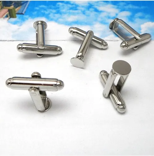 

20pcs Silver Color Tone Cufflink 6mm Flat Round Blank Settings Cuff Links #22678