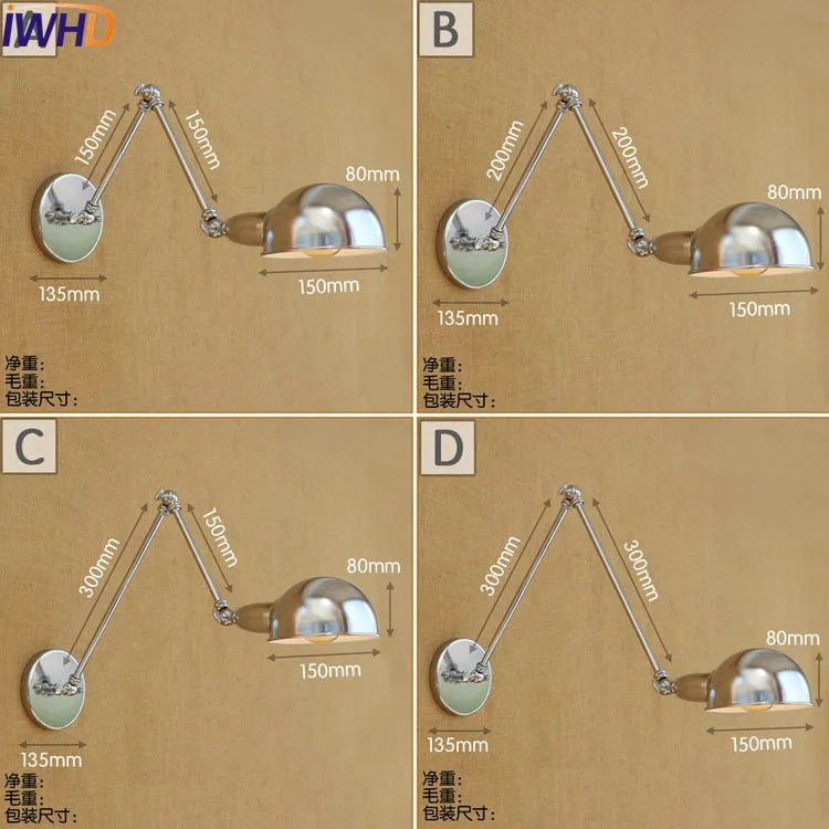 IWHD Серебряный антикварный Ретро настенный светильник лофт промышленный декор