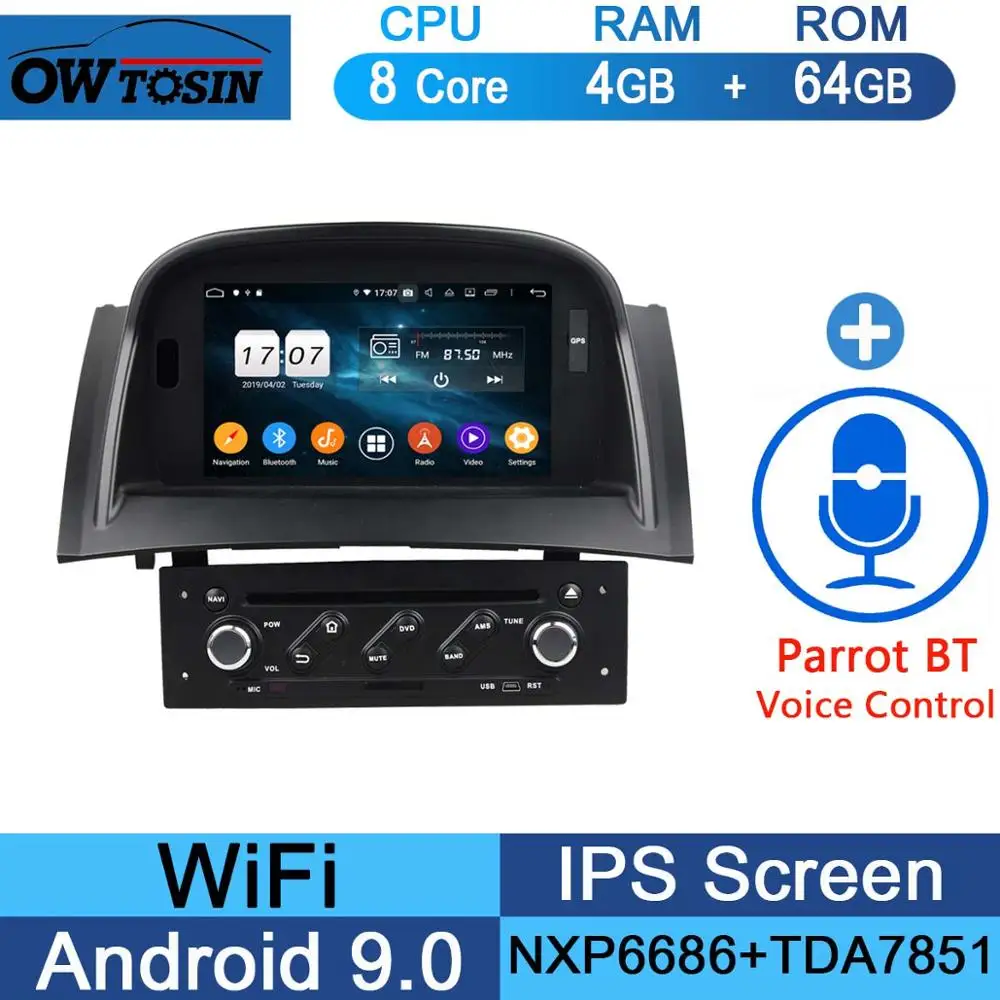 " ips Восьмиядерный 4G ram+ 64G rom Android 9,0 автомобильный DVD радио gps для Renault Megane II 2004-2009 DSP CarPlay Parrot BT стерео Adas - Цвет: 64G Parrot BT