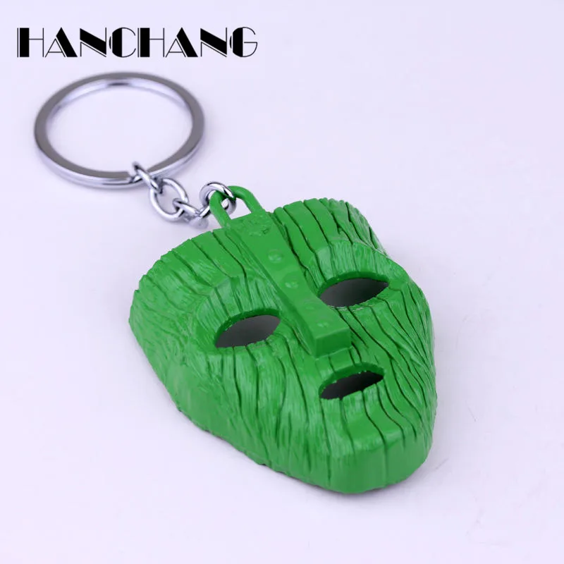 

The Mask Keychain Hip Hop Men's Jewelry Green Mark Pendant Key Holder Chain Keyrings Boys Women Key Chain chaveiro