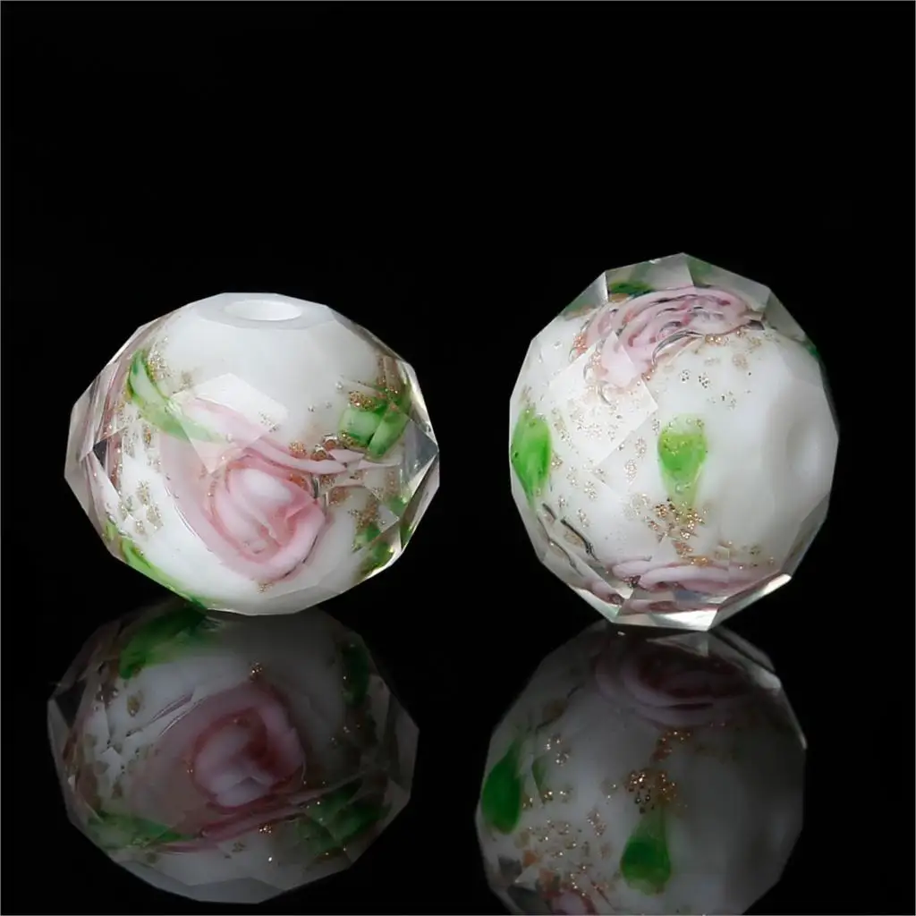 DoreenBeads красивые бусины из лэмпворк круглые многоцветные цветочные узоры