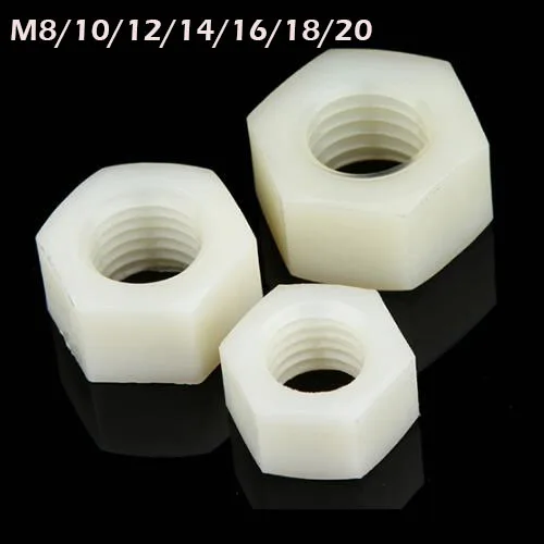 

Free shipping DIN934 M8 M10 M12 M14 M16 M18 M20 Nylon Hex Nut Hexagon Plastic Hex Nuts NL05