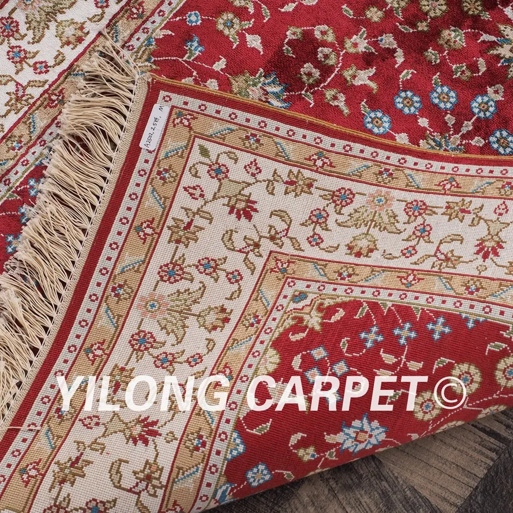 YILONG 2 5 'x 4' персидский шелковый ковер красный изысканный ручной УЗЕЛКОВЫЙ