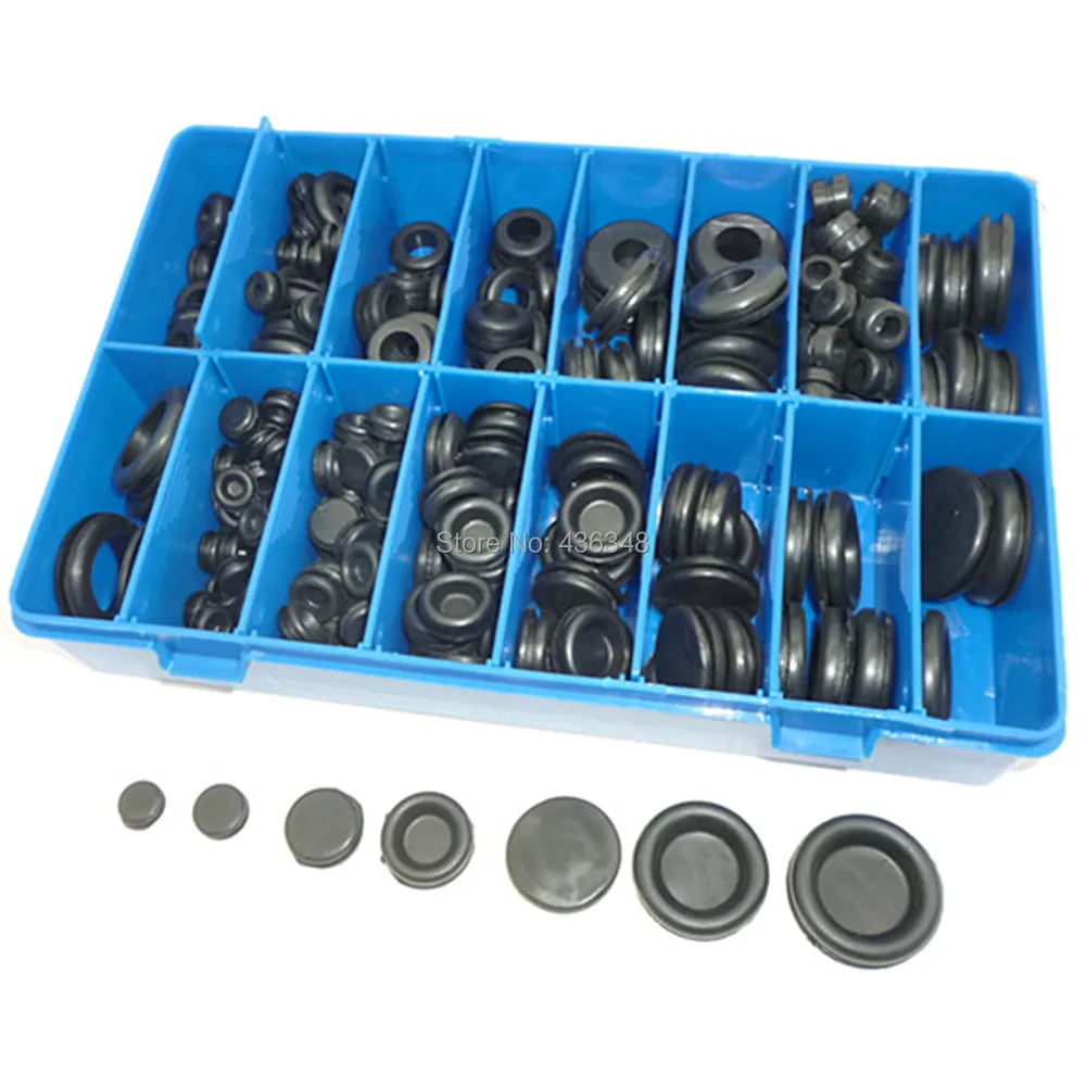 250 шт резиновые втулки в ассортименте набор заглушки проводов кабель гаража
