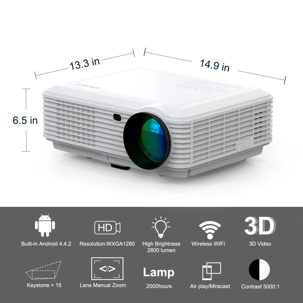 Мощный светодиодный проектор 228 Full HD 1080P дисплей Android домашний кинотеатр