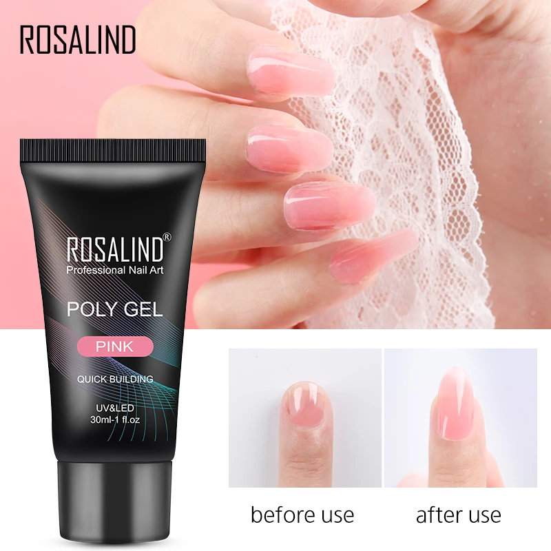 ROSALIND 30 мл акриловый полигелевый удлиняющий гель для маникюра, для наращивания ногтей, кристаллический быстросъемный полигелевый лак для ногтей