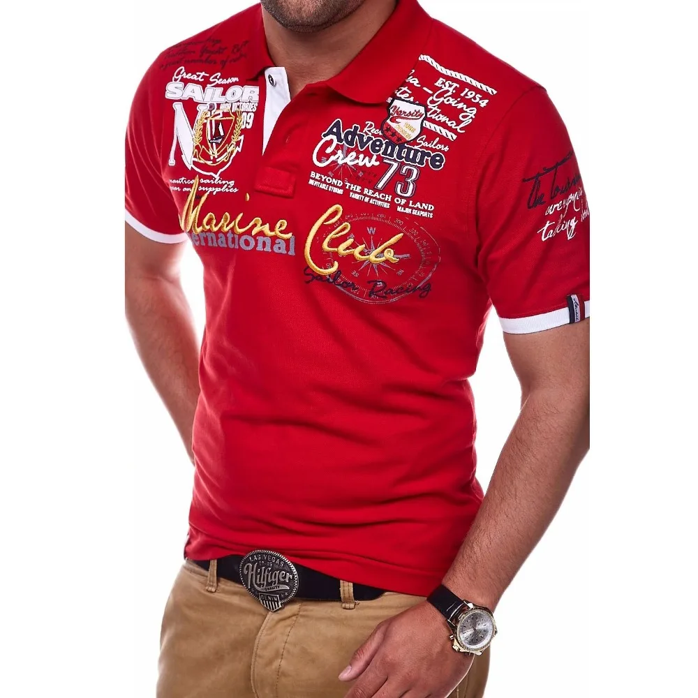 Мужская рубашка поло ZOGAA модная брендовая с короткими рукавами и буквенным