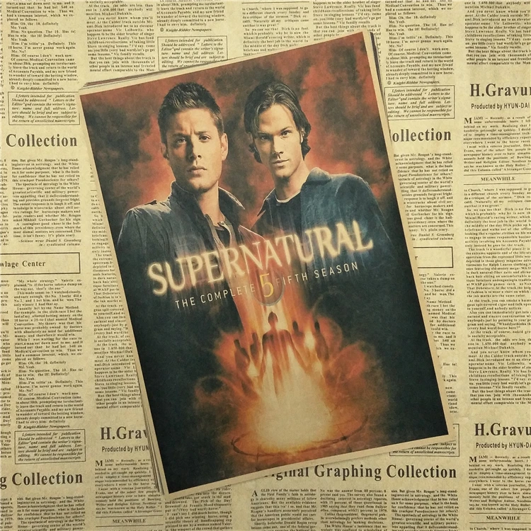 Сверхъестественное украшение для дома SPN Jensen Ackles Misha Jones крафт фильм Ретро плакат