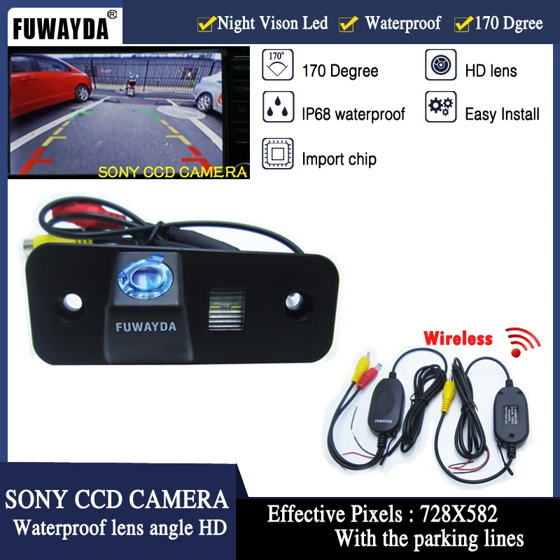 

FUWAYDA Free Shipping !! Wireless SONY CCD Chip Car Rear View Guide Reference Line CAMERA for Hyundai SANTA FE / Azera / Santafe