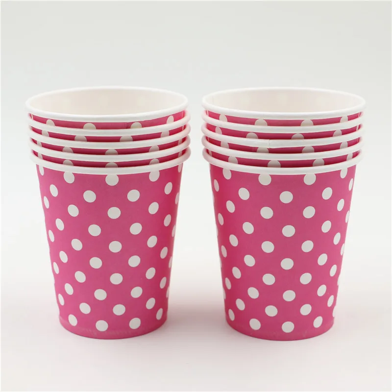 10pcs \ серия розовый горошек Baby Shower украшения Бумага GlassKids выступает с днем День